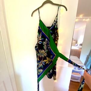 Zara Satin Faux-Wrap Satin Dress, M